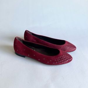 AGL Burgundy Genuine Leather Suede Rubber Outsole Flats size EUR 37.5, US 7